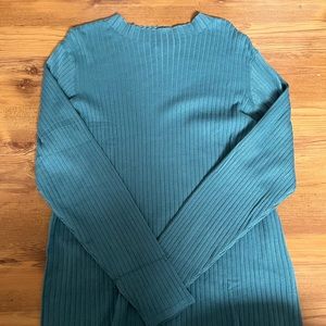 Blue Mockneck ribbed long sleeve